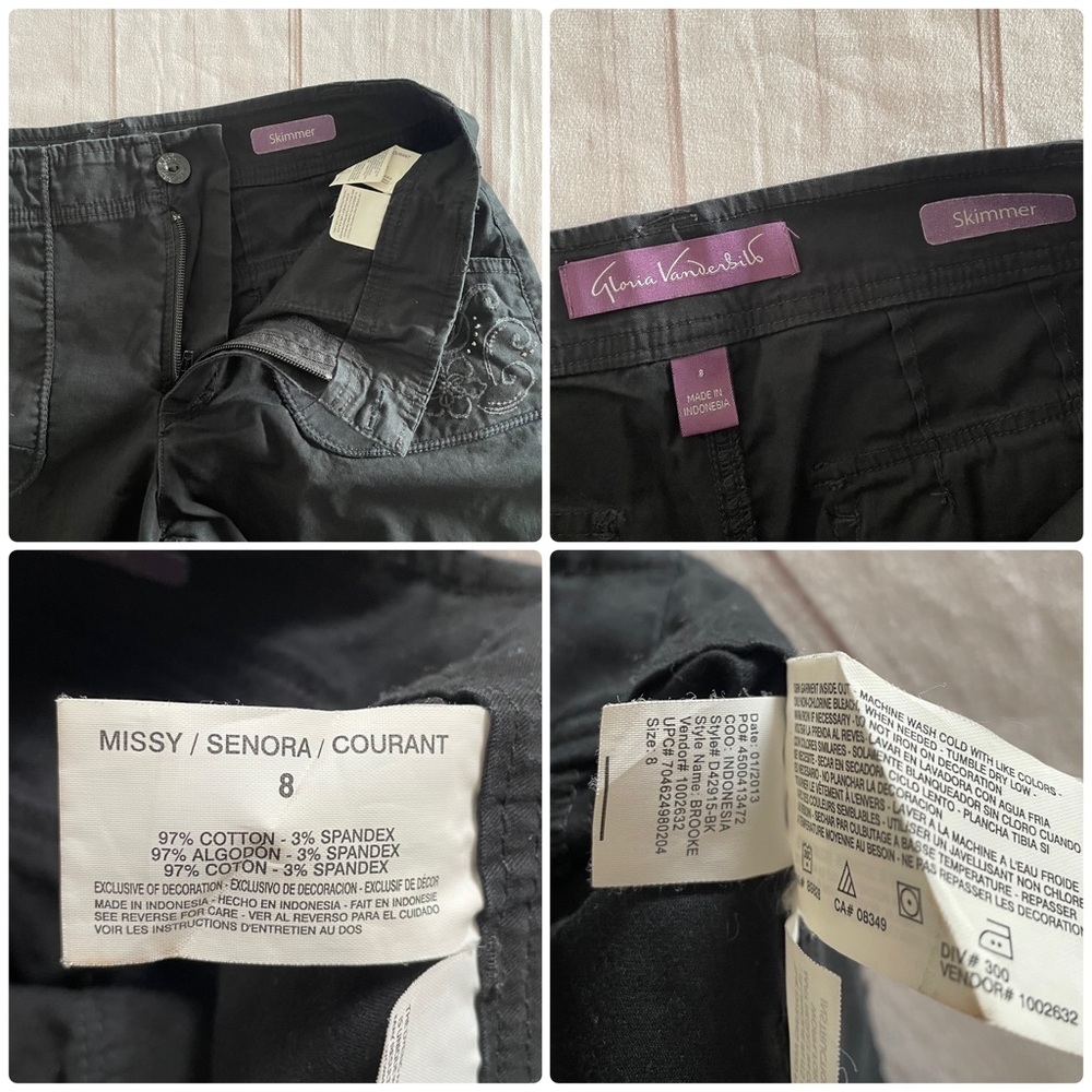 Gloria Vanderbilt Brooke Skimmer Capri Pants Women’s 8 Missy Beaded Embroidered - Picture 13 of 16